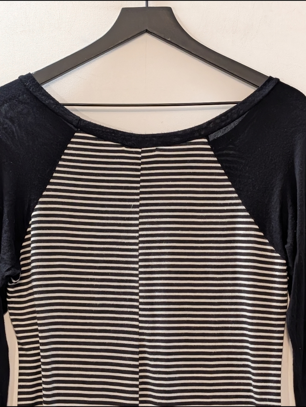 Sweet Pea USA Maternity Dress Med Striped Black Sleeve Ruched Knit Pregnancy - Picture 5 of 5